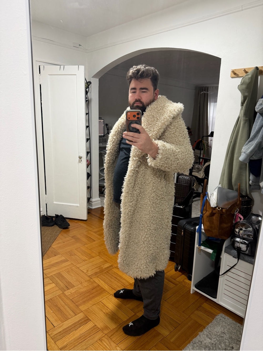 Woman’s Cream Sherpa Long Coat